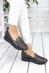Brawer Rugan Lazer Kesim Detay Taşlı Kadın Ayakkabı Platin