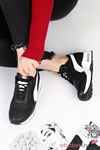 Sonoo Hava Tabanlı Etiket Detaylı Kadın Spor Ayakkabı Siyah