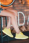 Vira Süet Lazer Kesim Detay Kadın Spor Ayakkabı Sarı