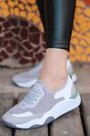 Rovina Beyaz Parçalı Bağcık Detaylı Gri Kadın Spor Ayakkabı  