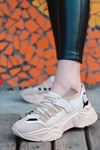 Jabel Siyah Parçalı Bağcıklı File Detaylı Vizon Süet Kadın Spor Ayakkabı