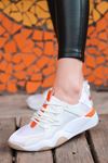 Torres Turuncu Parçalı Bağcık Detaylı Beyaz Kadın Spor Ayakkabı