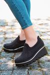 Bratz Taş Detay Dolgu Topuk Ayakkabı Siyah