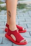 Comfy Triko Kırmızı Kadın Sandalet 