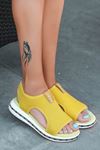 Gözde Likralı Triko Kadın Sandalet Sarı