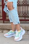 Lili Bağcık Detay Yeşil Hologram Beyaz Kadın Spor Ayakkabı