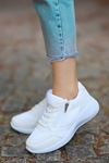 Karenna Fermuar Detay Fileli Beyaz Kadın Spor Ayakkabı