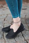 Trost Siyah Dikiş Detay Tekstil Rahat Taban Kadın Spor Ayakkabı Siyah ST  