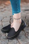 Trost Yeşil Dikiş Detay Tekstil Rahat Taban Kadın Spor Ayakkabı Siyah ST
