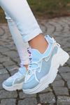 Paris Dalgıç Kumaş Detaylı Bağcıklı Mavi Kadın Spor Ayakkabı
