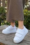 Dimore Mat Deri Cırt Detaylı Beyaz Kadın Spor Ayakkabı