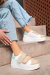 Dimore Mat Deri Cırt Detaylı Renkli Kadın Spor Ayakkabı