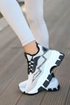 Kalvi Triko Bağcık Detaylı Kadın Spor Ayakkabı Beyaz