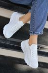 Bolonya Bağcık Detay Triko Kadın Spor Ayakkabı Beyaz