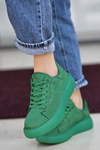 Lora Bağcık Detaylı Süet Kadın Spor Ayakkabı Yeşil