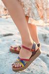 Janset Çapraz Detaylı Hakiki Deri Kadın Sandalet Renkli