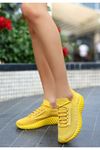 Bolonya Bağcık Detay Triko Kadın Spor Ayakkabı Sarı
