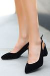 Megan Süet Arka Açık Topuklu Ayakkabı Siyah